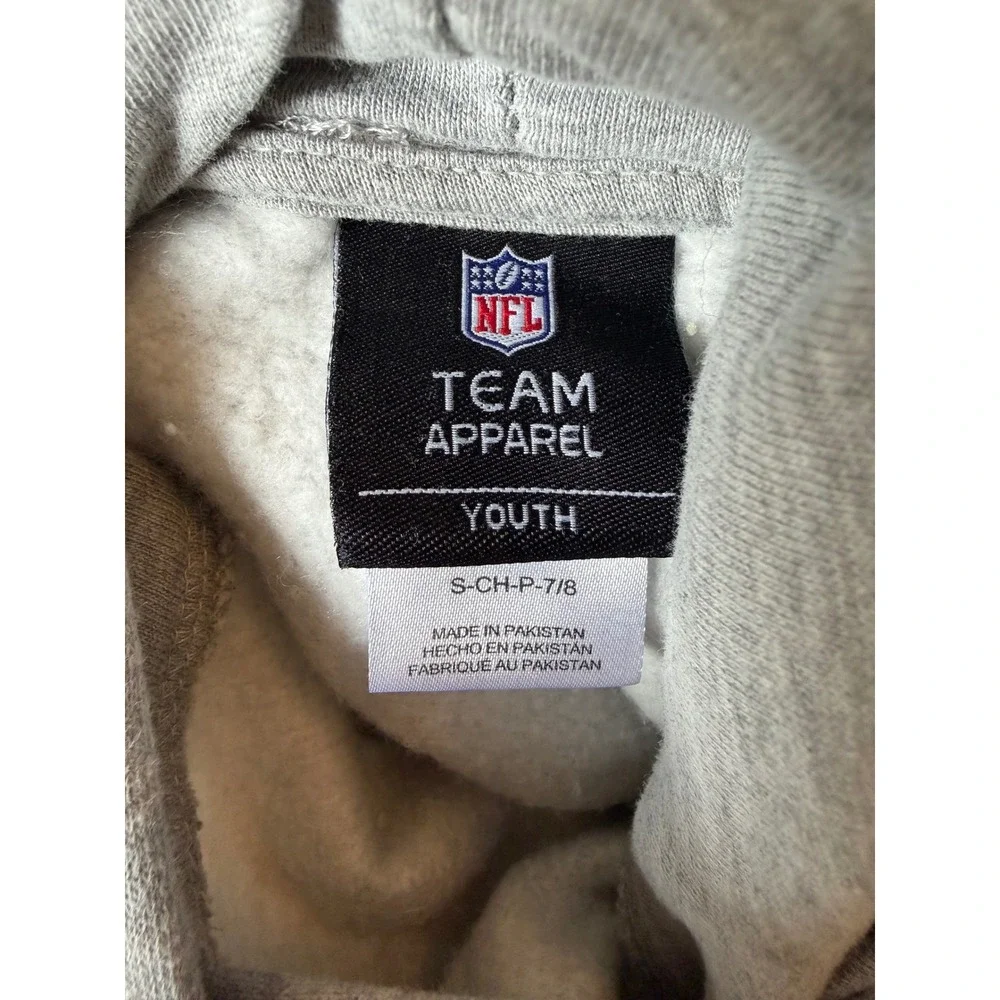 NFL Team Apparel Kansas City Chiefs Youth Small 7/8 Heather Gray Pullover Hoodie